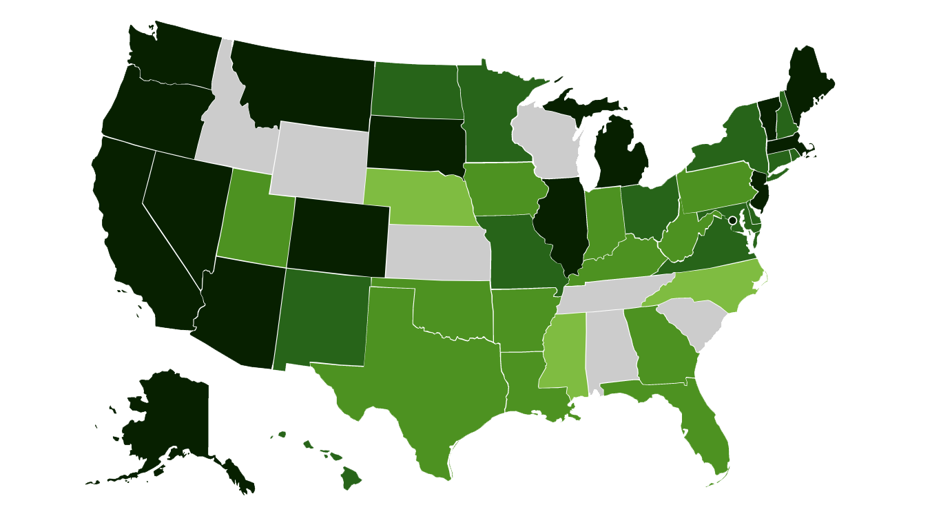 MAP OF MARIJUANA LEGALITY BY STATE